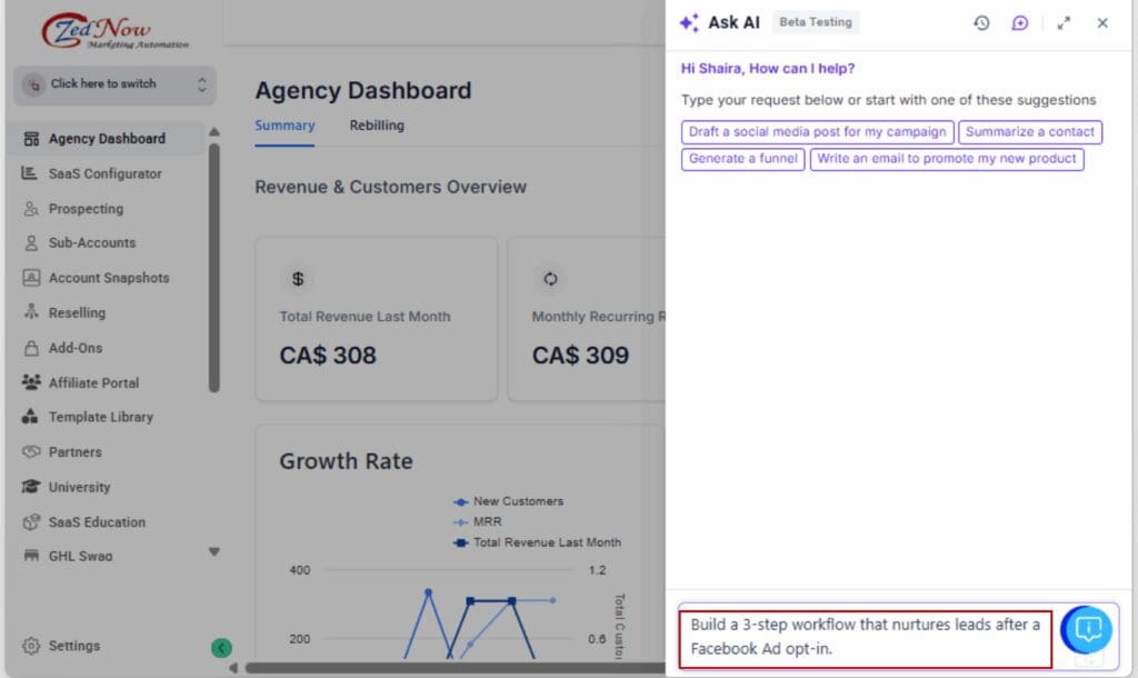 AI workflow builder
 - Type a Detailed, Actionable Prompt