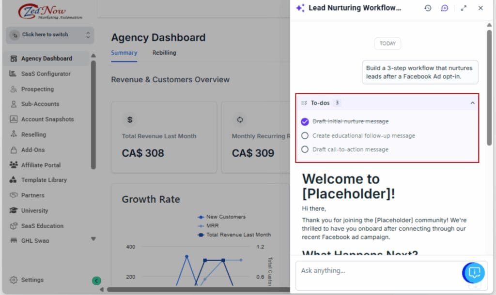 GHL AI workflow builder
 - Review the AI’s Plan Before It Acts