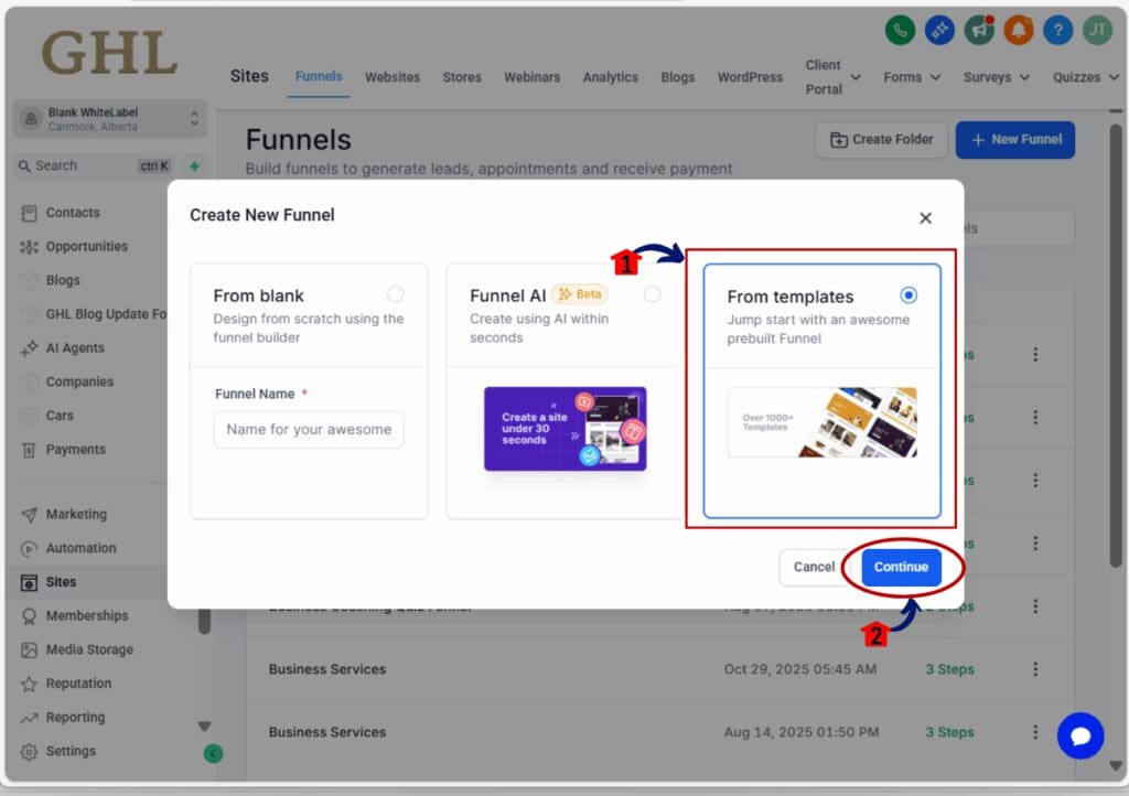 prebuilt templates - open
